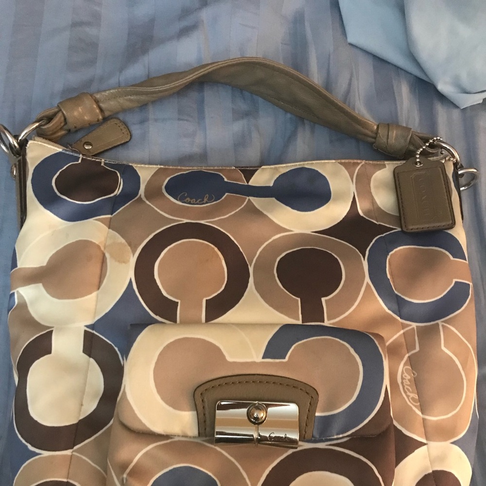 Authentic women Coach Purse brown, beige, and Blue